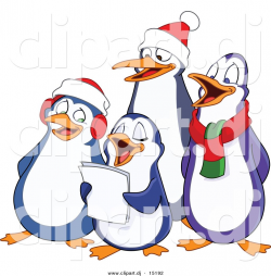 Vector Clipart of a Happy Cartoon Penguins Singing Christmas Carols ...