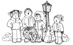 Christmas Carolers Black And White Clipart