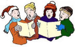 Free Clipart Picture of Four Teens Singing Christmas Carols