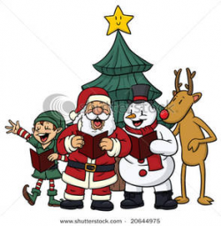 Cute Christmas Characters Singing Christmas Carols Clip Art Image
