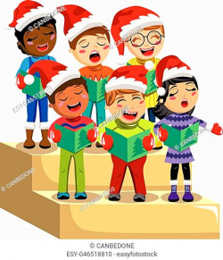 Happy children singing christmassy carols Stock Photos and ...