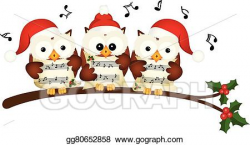 Vector Art - Christmas owls choir singing. EPS clipart ...