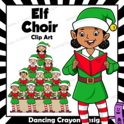 Singing Elves | Caroling Choir Clip Art by Dancing Crayon Designs