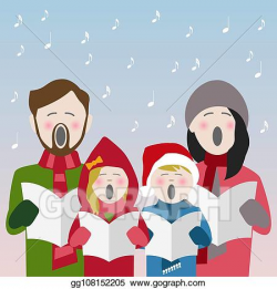 EPS Illustration - Family singing christmas carols. Vector ...