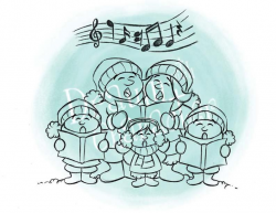 Caroling Family Christmas Family Digital Clip Art/ KopyKake Image-  W42-CAROLING