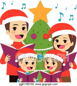 EPS Illustration - Family singing christmas carols. Vector Clipart ...