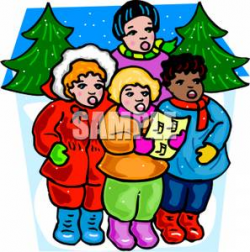 A Group Of Children Singing Christmas Carols - Royalty Free Clipart ...
