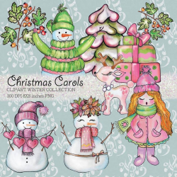 Christmas carols clipart, Christmas digital scrapbook designs, Snowmen clip  art