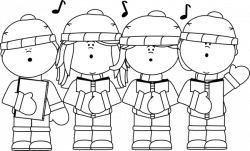 Black and White Christmas Carolers Clip Art - Black and White ...