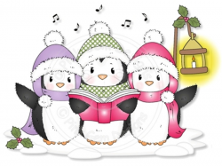 Digital Digi Cute Penguin Stamp 'Carol Singing