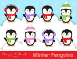 Vector Clipart of a Happy Cartoon Penguins Singing Christmas Carols ...
