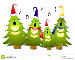 Clip Art Illustration Of A Group Of Christmas Tree Carolers Singing ...