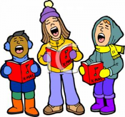 Children Singing Christmas Carols - Royalty Free Clipart Picture