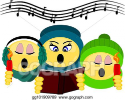 Vector Stock - Emoji carolers singing. Clipart Illustration ...