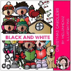 Christmas Carolers clip art - BLACK AND WHITE