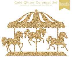 Digital Art For All You Robots — Gold Glitter Carousel Clip Art Set ...