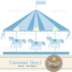 50% OFF Carousel Digital Paper, Blue Boy Horse, Carnival Clipart ...