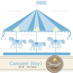 40% OFF Carousel Digital Paper, Blue Boy Horse, Carnival ...