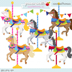Carousel Horses Cute Digital Clipart Commercial Use OK
