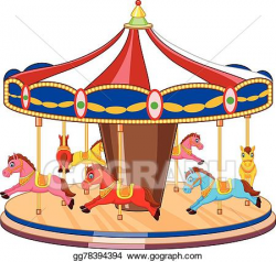 Vector Art - Cartoon carousel with colorful hors. EPS clipart ...