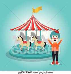 Vector Clipart - Clown with carousel circus show. Vector ...