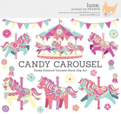 3 FOR 2. Pastel Carousel Horse Clipart. Little Pony. Cute Childrens ...
