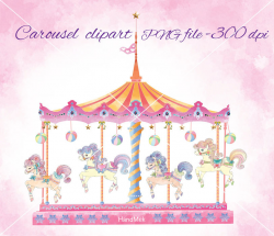 Carousel set clipart Cute Carousel Horse Ride Clip Art