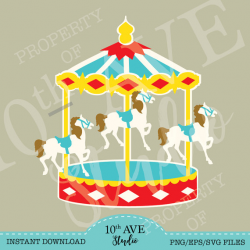 Carousel Merry Go Round SVG/PNG/EPS Clipart and cut files (carnival ...