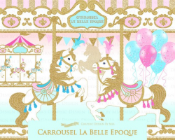 Carousel, Merry Go Round, Gold Glitter, Carousel Digital, Paris ...