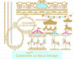 Gold Carousel Clipart+Pattern ~ Illustrations ~ Creative Market