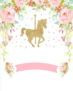 US $10.73 18% OFF|5x7FT Gold Carousel Horse Unicorn Pink Flowers baby  Shower Custom Photo Studio Backdrop Background Banner Vinyl 220cm x  150cm-in ...