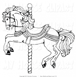 Clip Art of a Carousel Horse on a Spiraling Pole on White by C ...