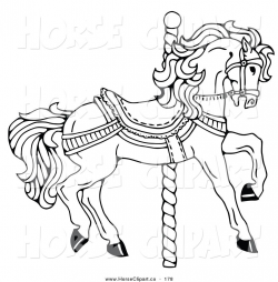 Clip Art of a Carousel Horse Facing Right, on a Spiral Pole ...