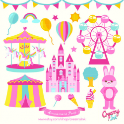 Amusement Park Digital Vector Clip art / Playground Clipart Design ...