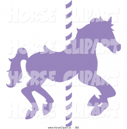 Clip Art of a Silhouetted Purple Carousel Horse on a Pole on White ...