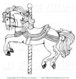 Clip Art of a Carousel Horse on a Spiraling Pole on White by C ...