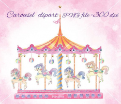 Carousel set clipart ,Cute Carousel Horse Ride Clip Art , merry go ...