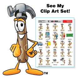 Cartoon Carpenter Hammer Clip Art Set