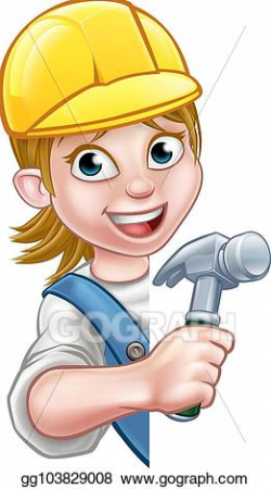 Vector Stock - Cartoon woman builder carpenter. Clipart ...