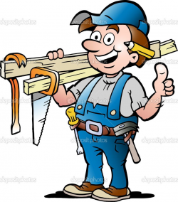 Hand-drawn Vector illustration of an Happy Carpenter Handyman ...