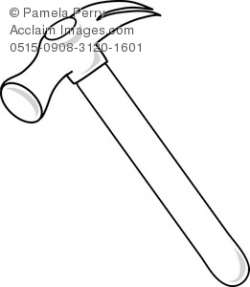 Clip Art Illustration of a Black and White Hammer
