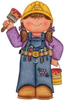 Female Carpenter Clipart - Letters