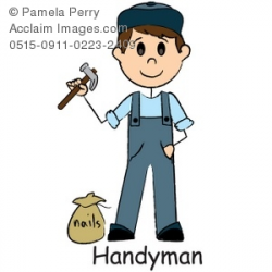 Clip Art Illustration of a Stick Figure-Male Handyman