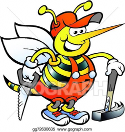 EPS Vector - Happy working carpenter bee. Stock Clipart ...