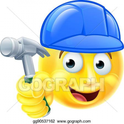 Clip Art Vector - Handy man carpenter builder emoji emoticon. Stock ...