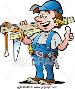 EPS Vector - Illustration of an happy carpenter . Stock ...