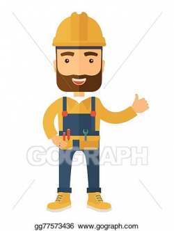 EPS Illustration - Illustration of a happy carpenter wearing ...