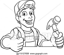 EPS Illustration - Handyman hammer cartoon man diy carpenter ...