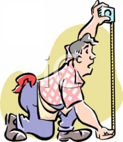 A Colorful Cartoon of a Carpenter Measuring with a Tape Measure ...