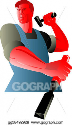 Stock Illustration - Carpenter tradesman worker with chisel and ...